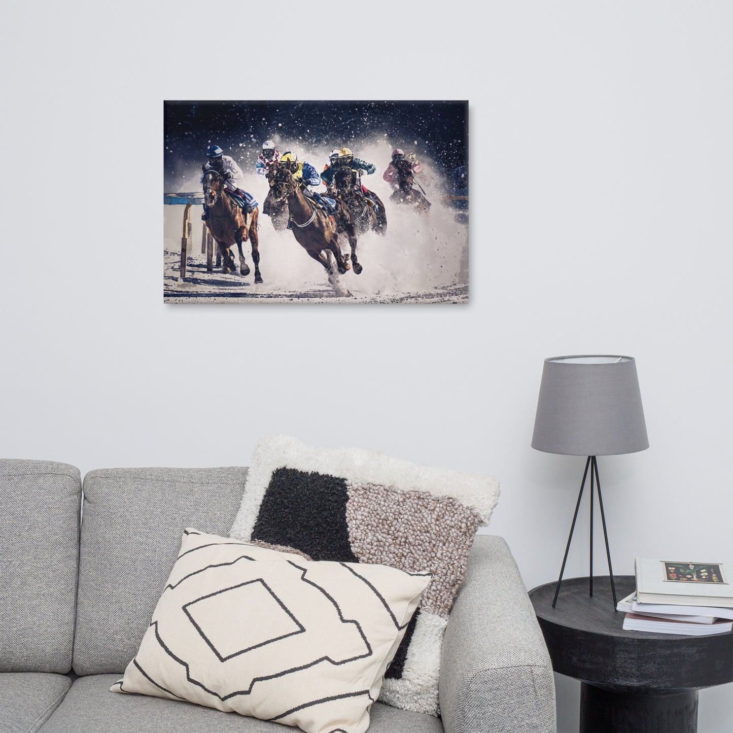 "Pounding the White Turf, St. Moritz" Splash Painting Canvas Print
