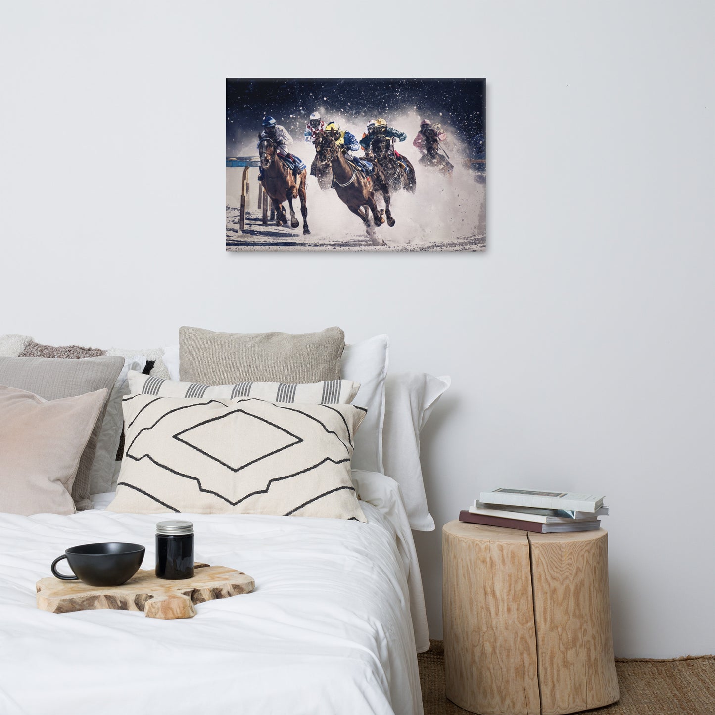 "Pounding the White Turf, St. Moritz" Splash Painting Canvas Print
