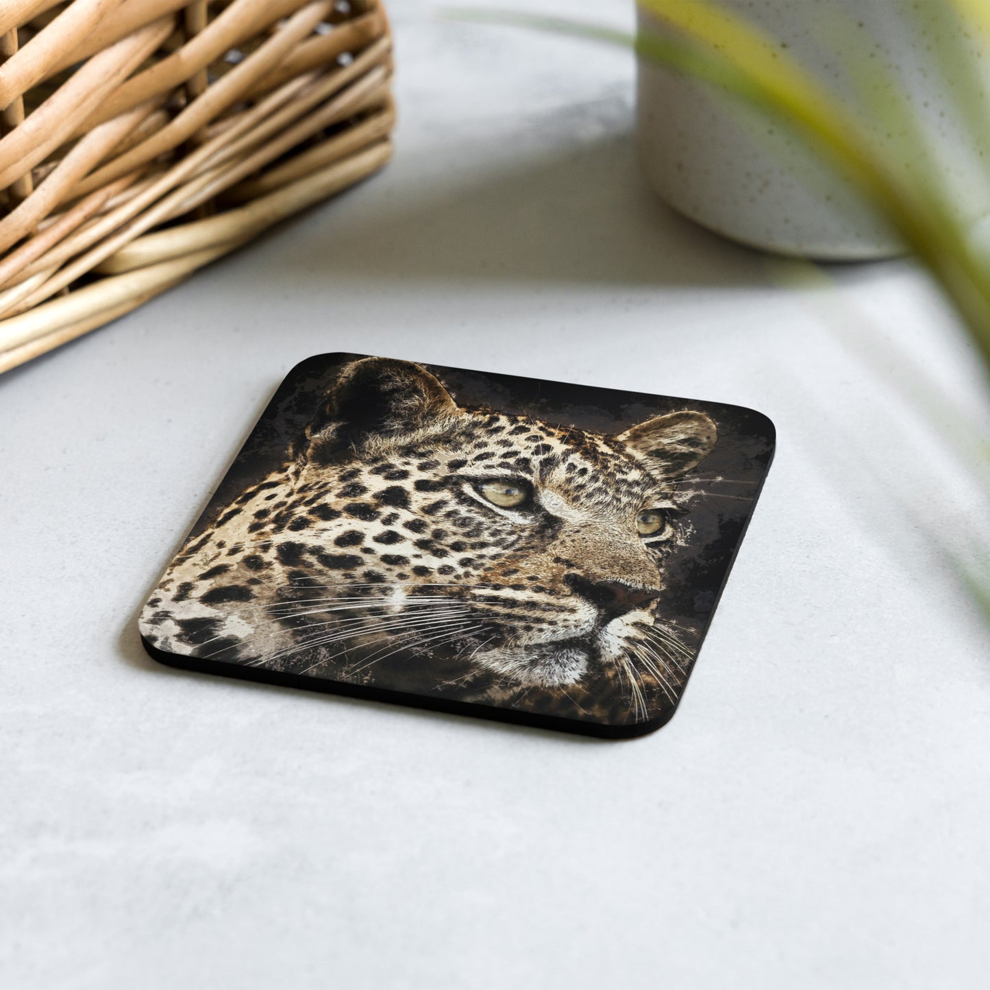 "African Leopard" Cork-back coaster
