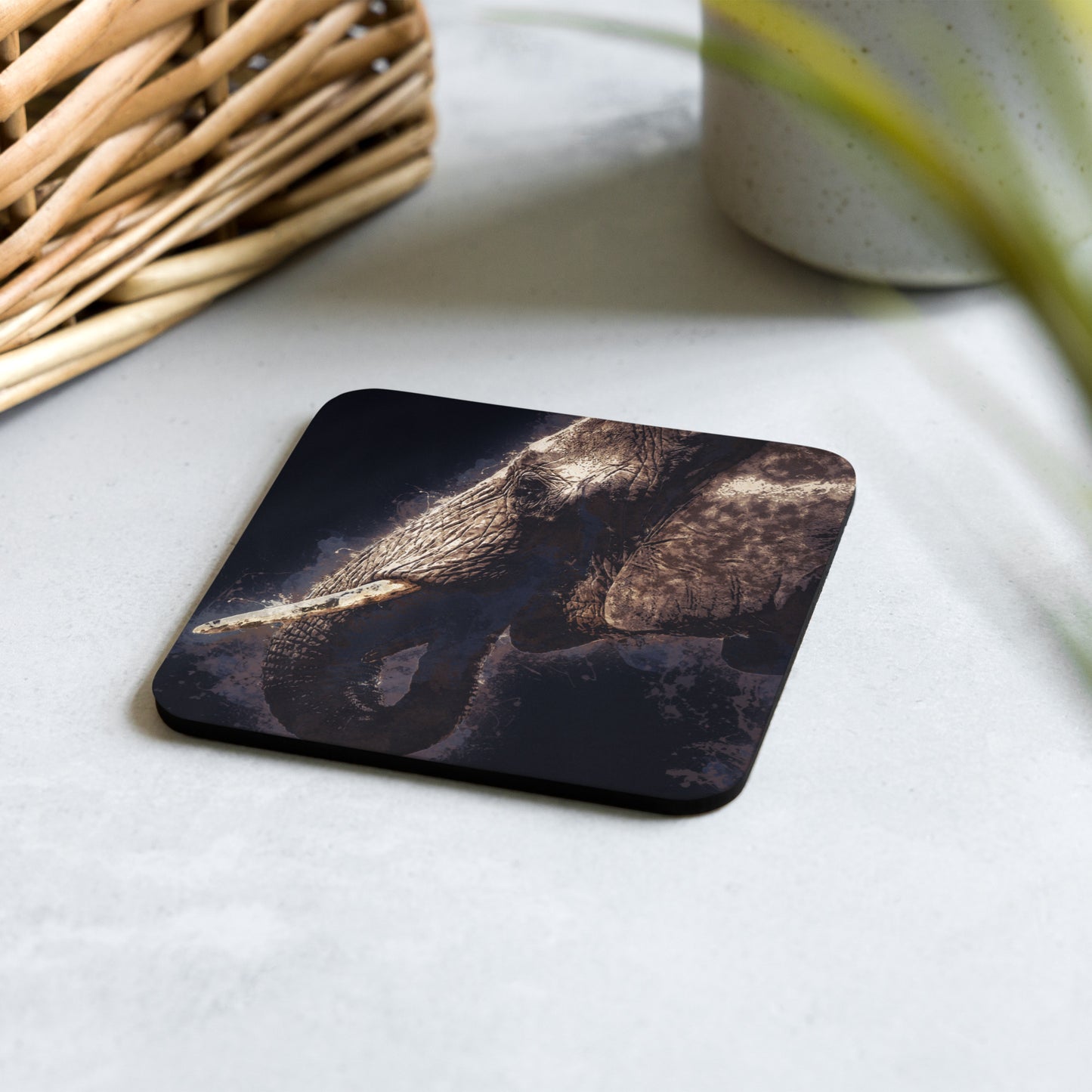 "African Elephant" Cork-back coaster