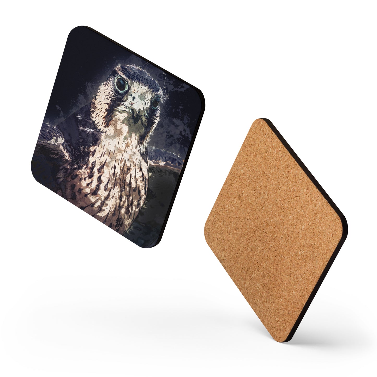 "Peregrine Falcon" Cork-back coaster