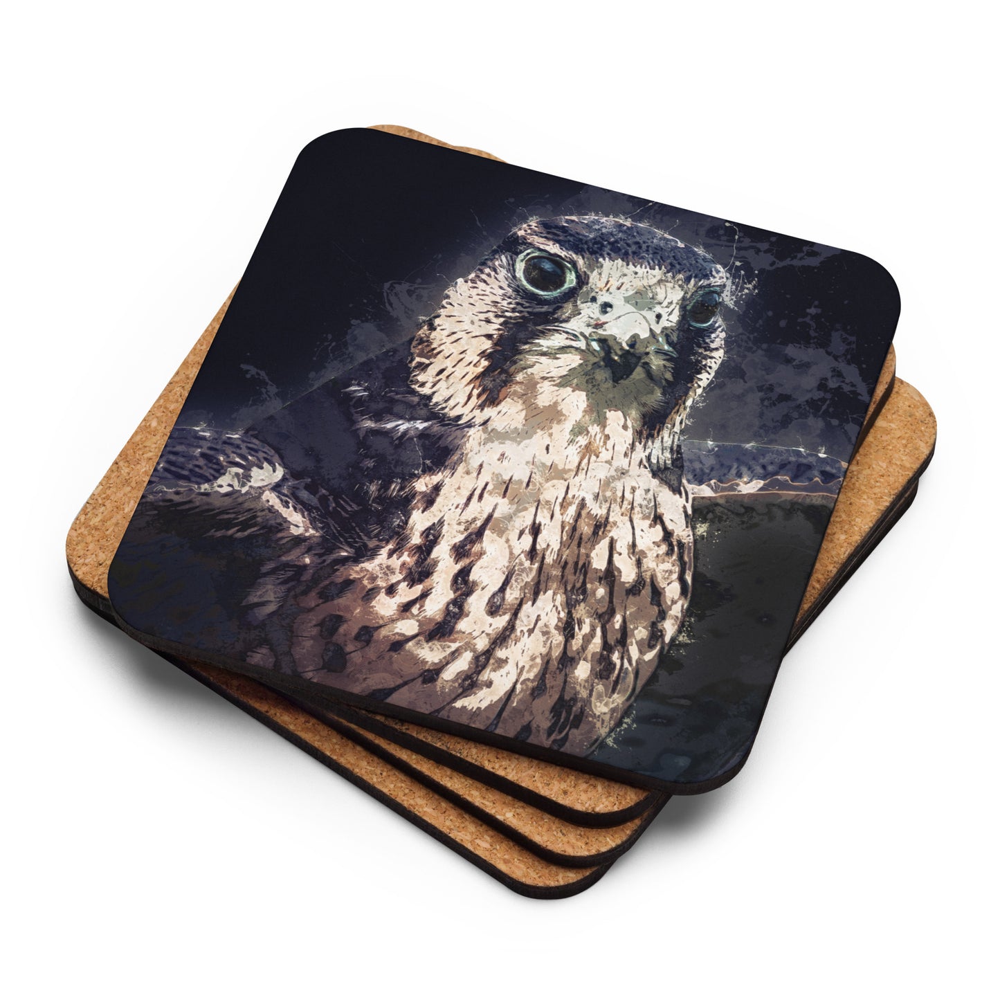 "Peregrine Falcon" Cork-back coaster