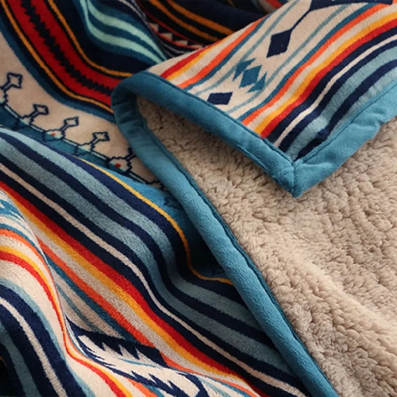 Colorful Bohemian Sherpa Blanket