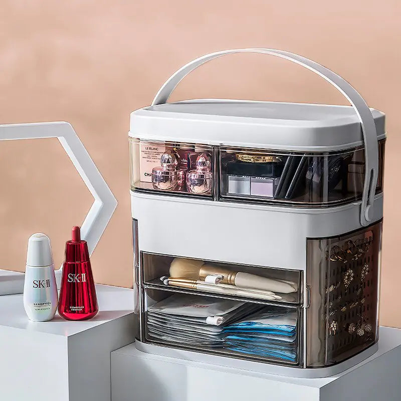 Makeup Storage Organizer with LED Mirror