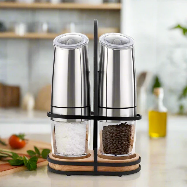 Gravity-Activated Salt & Pepper Grinder Set