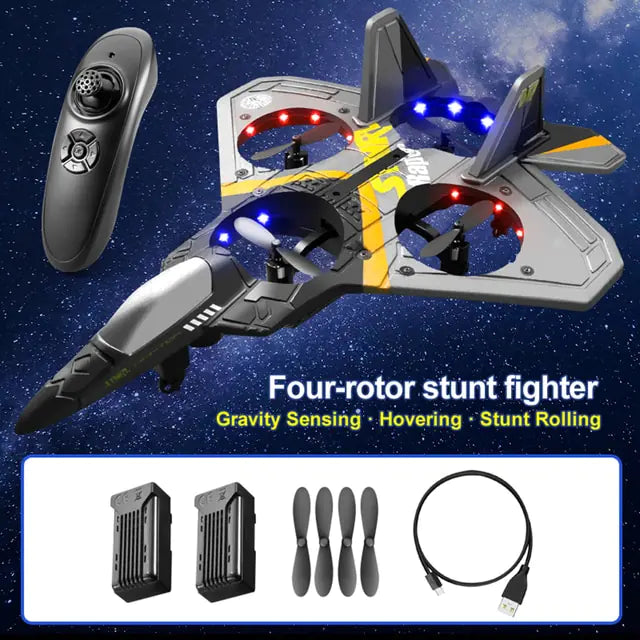 V17 Radio-Controlled Four-Rotor Stunt Fighter Plane