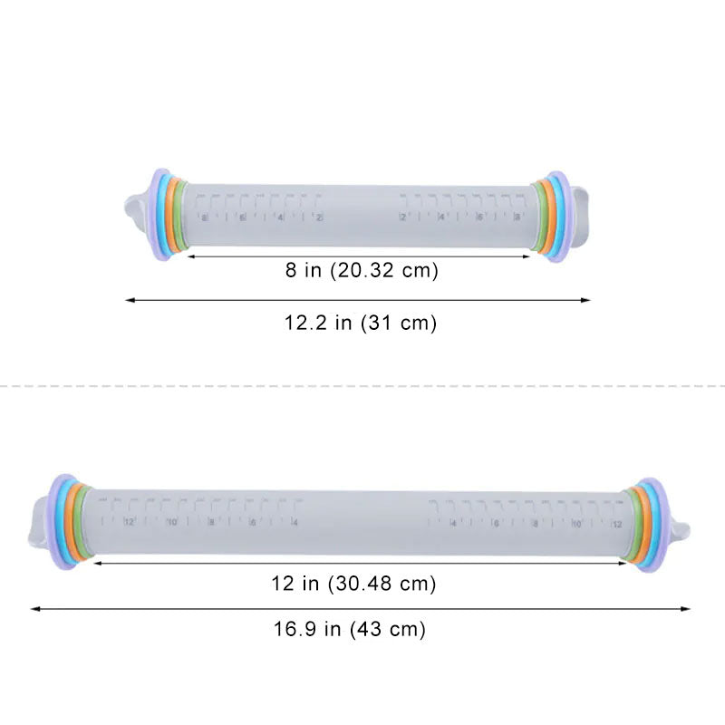 PrecisionBake Adjustable Silicone Rolling Pin