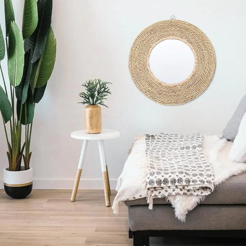 Natural Rattan Circular Mirror