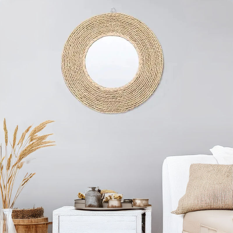 Natural Rattan Circular Mirror