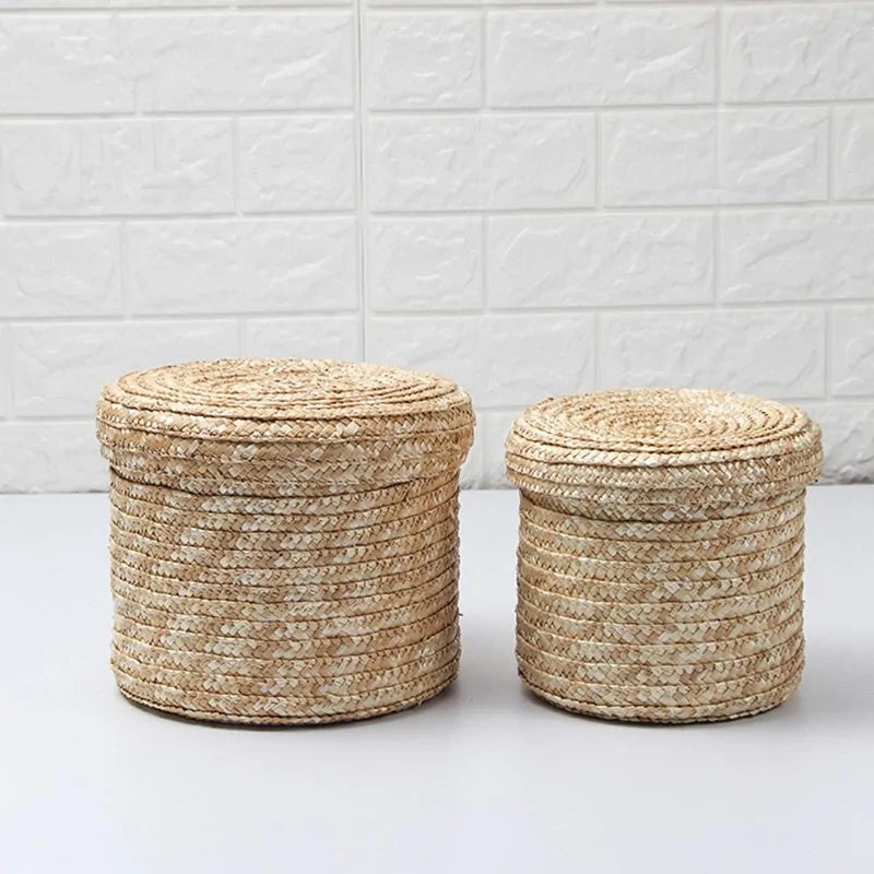 Handmade Woven Storage Baskets, Set of 2