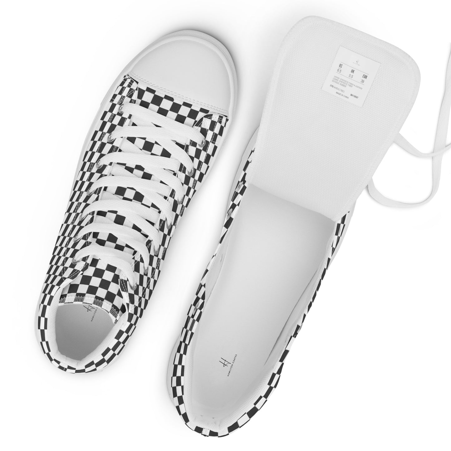 Men’s high top canvas shoes - Black & White Check