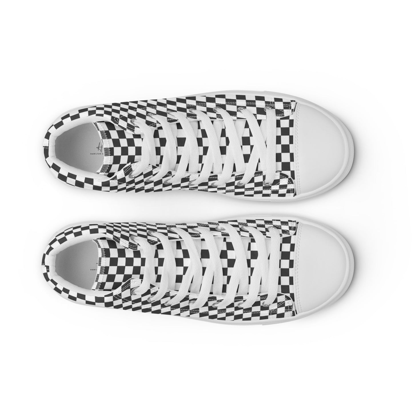 Men’s high top canvas shoes - Black & White Check