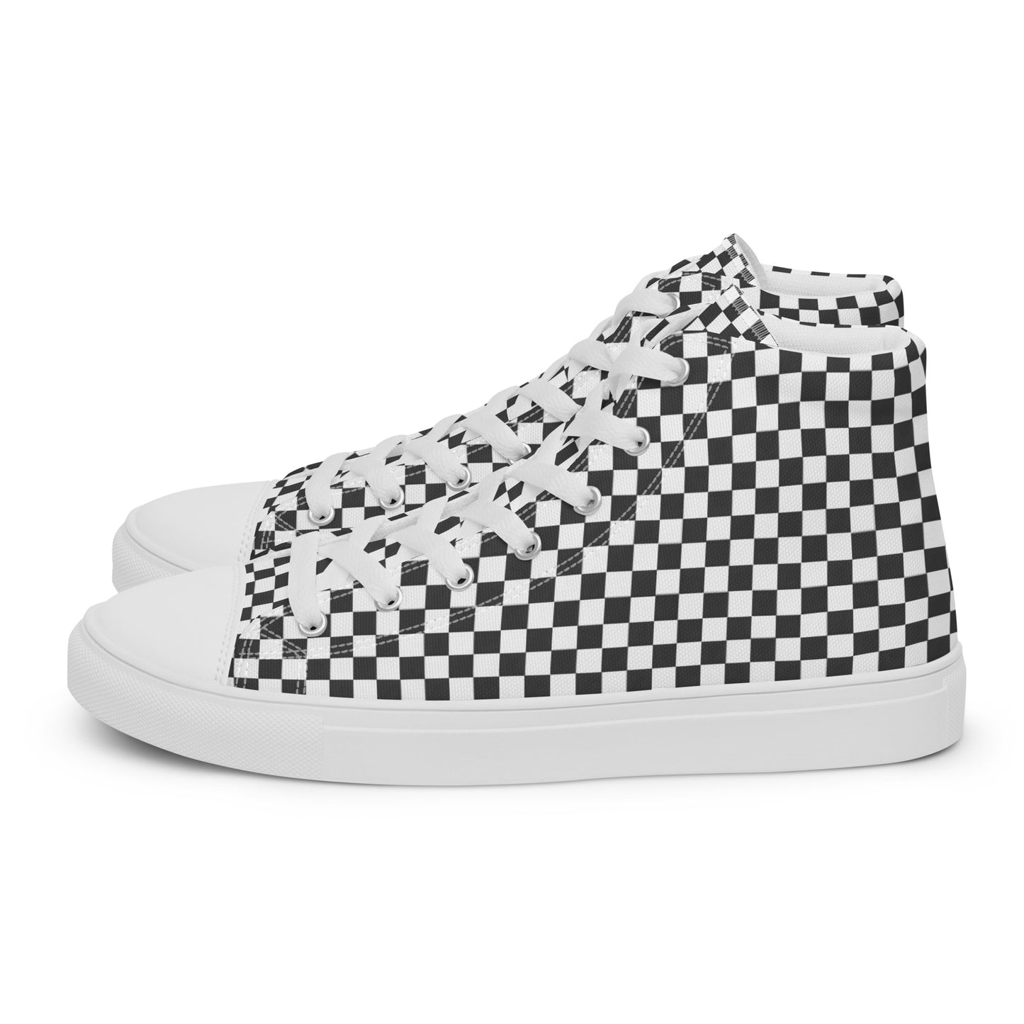 Men’s high top canvas shoes - Black & White Check