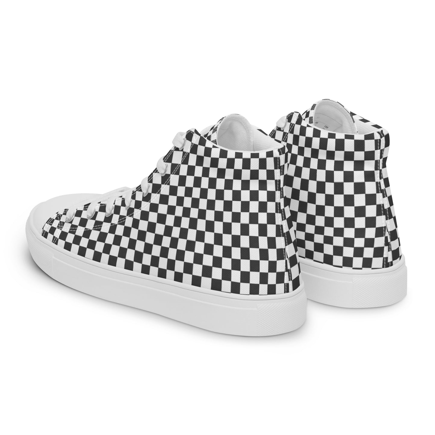 Men’s high top canvas shoes - Black & White Check