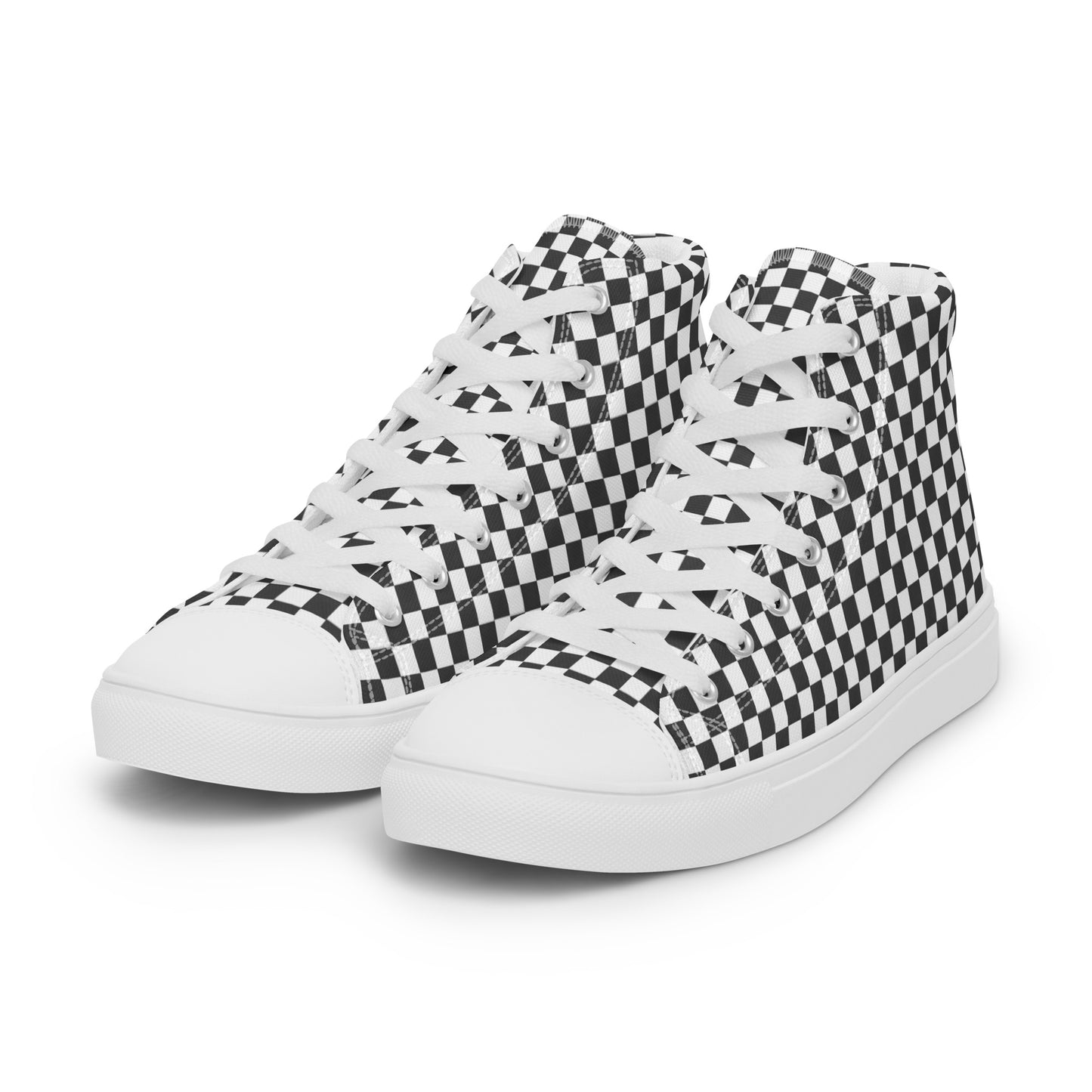Men’s high top canvas shoes - Black & White Check