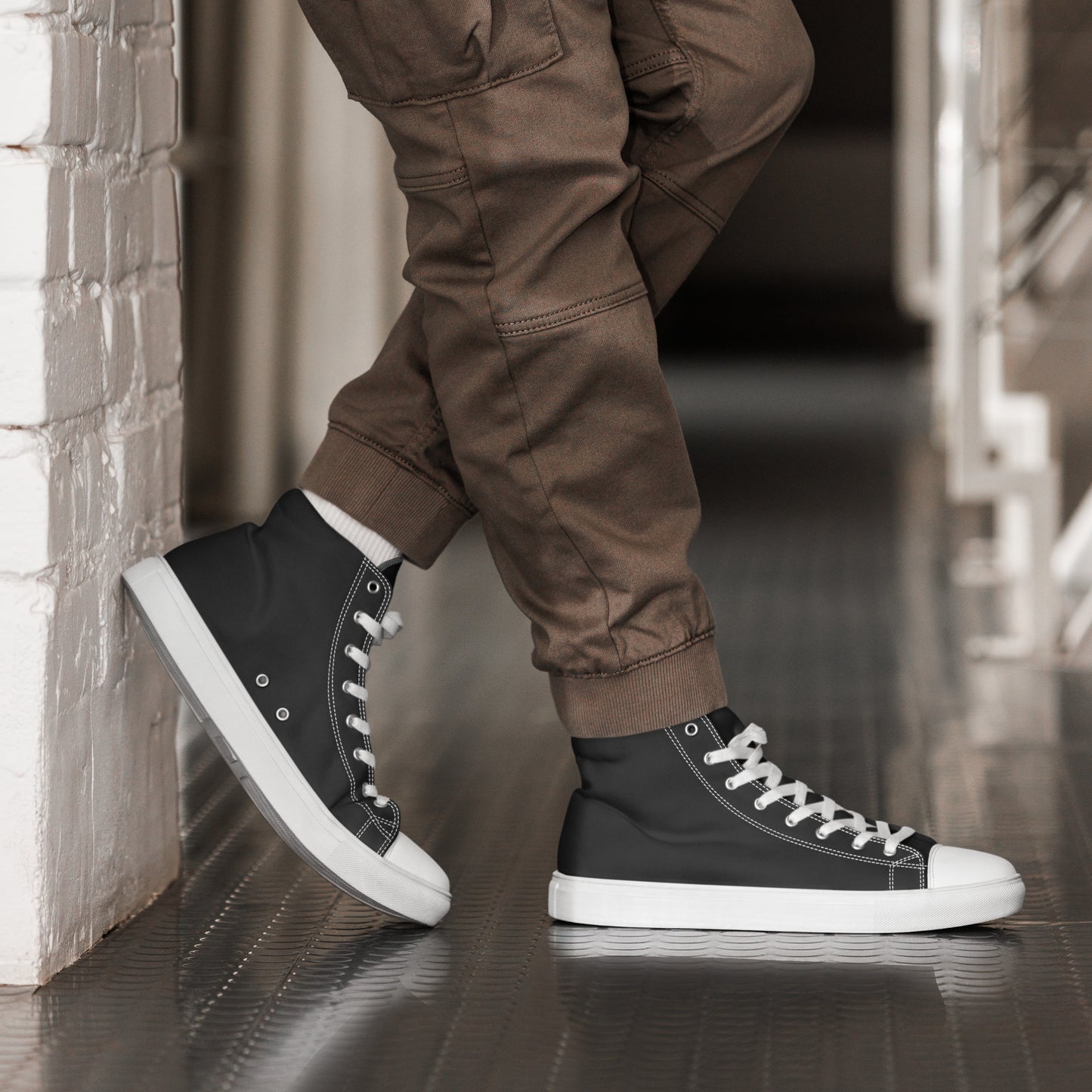 Men’s high top canvas shoes - Charcoal Black
