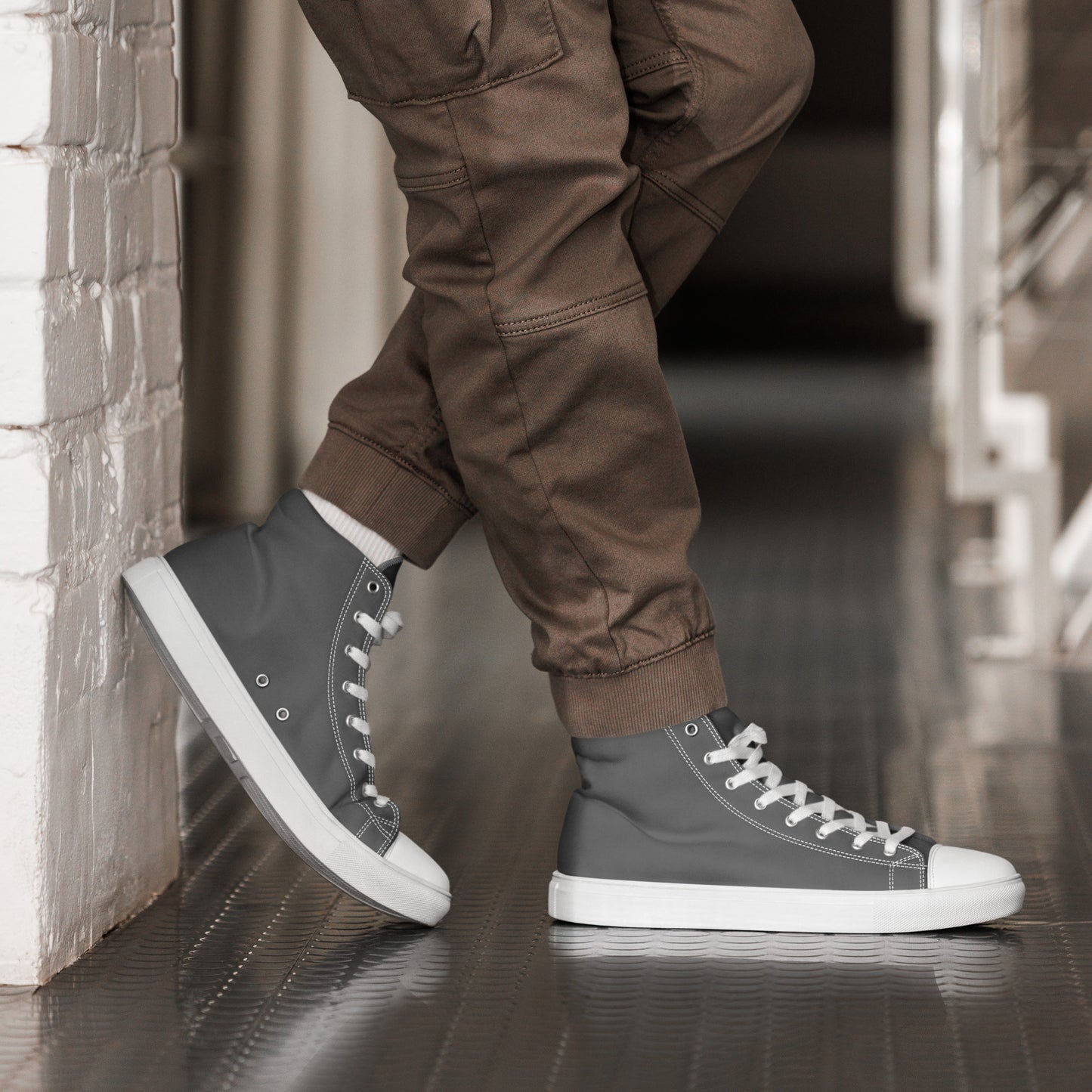 Men’s high top canvas shoes - Steel Grey