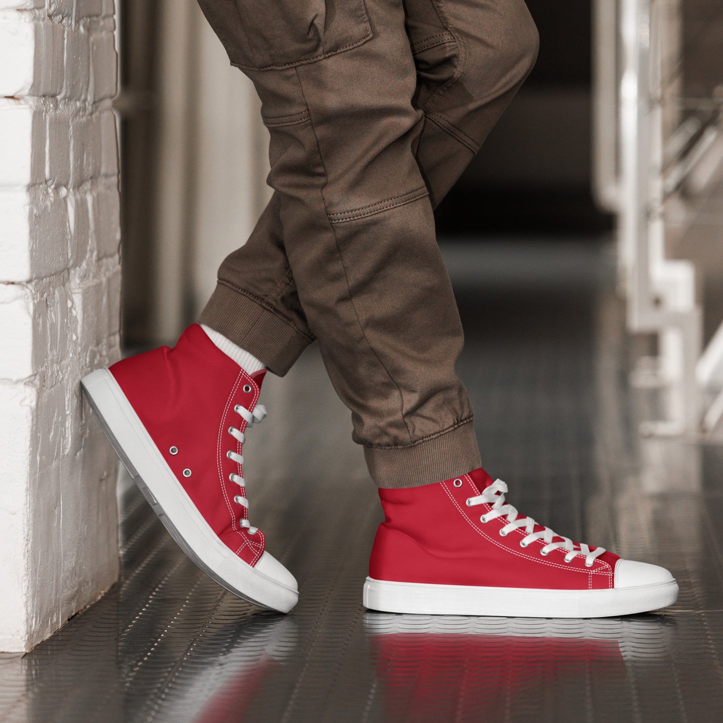 Men’s high top canvas shoes - Firebrick Red