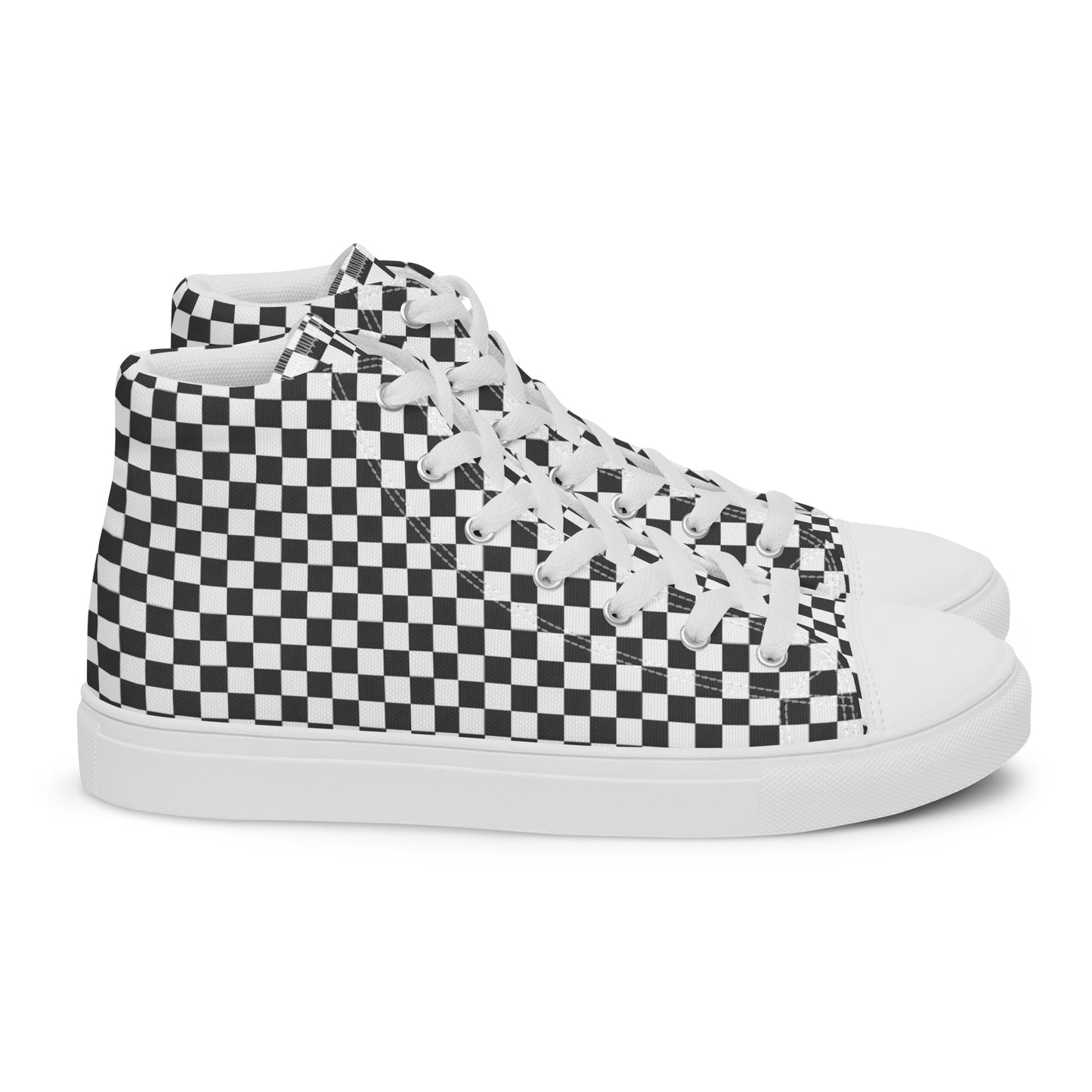 Men’s high top canvas shoes - Black & White Check