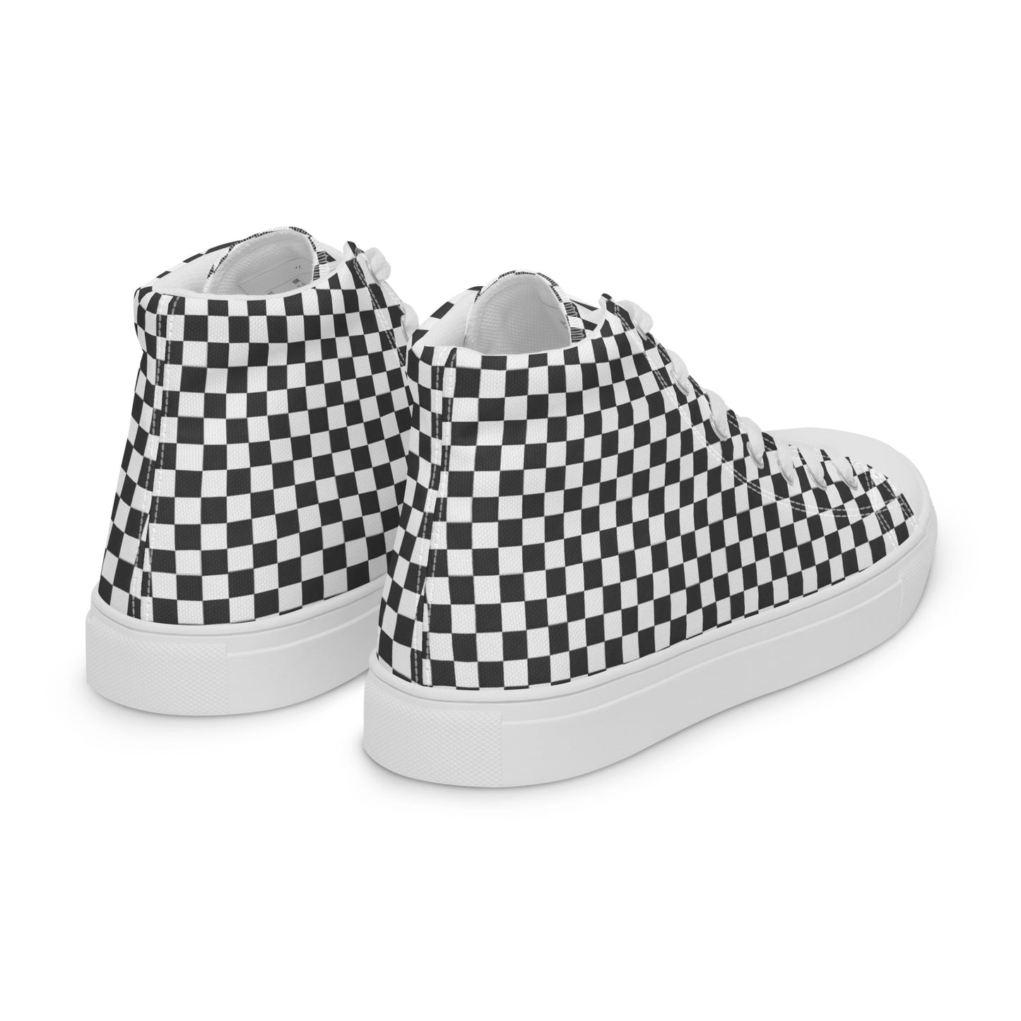 Men’s high top canvas shoes - Black & White Check