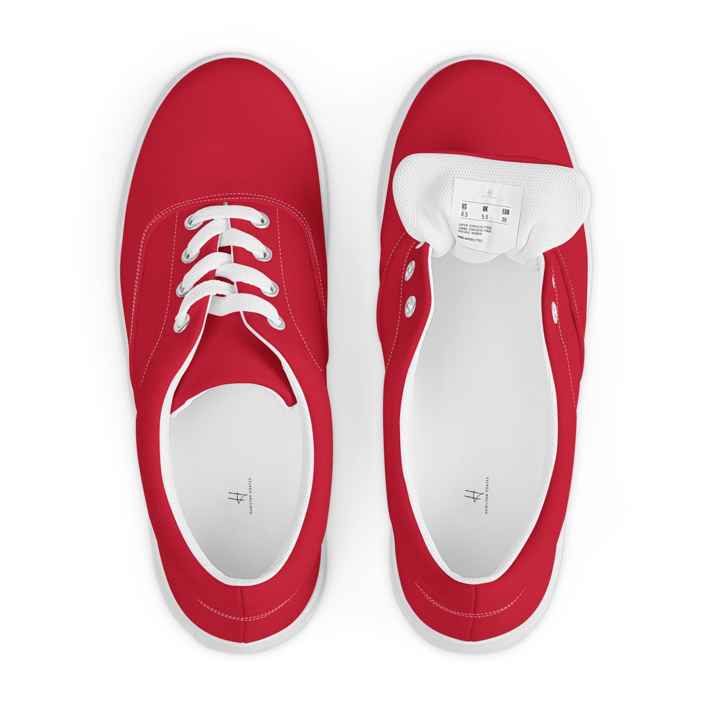 Men’s lace-up canvas shoes - Firebrick Red