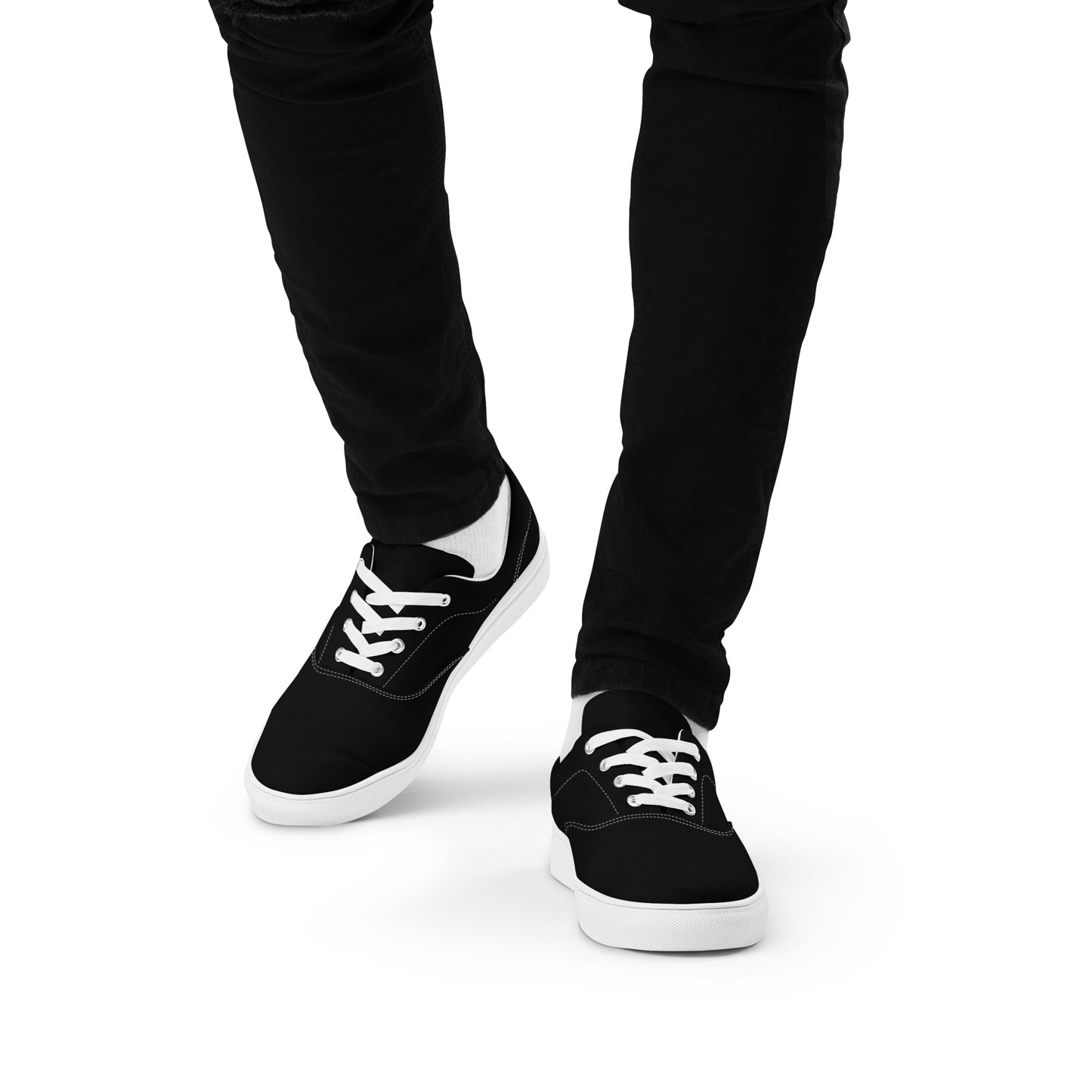 Men’s lace-up canvas shoes - classic black