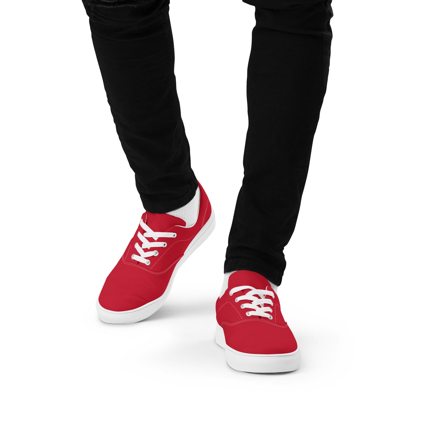 Men’s lace-up canvas shoes - Firebrick Red