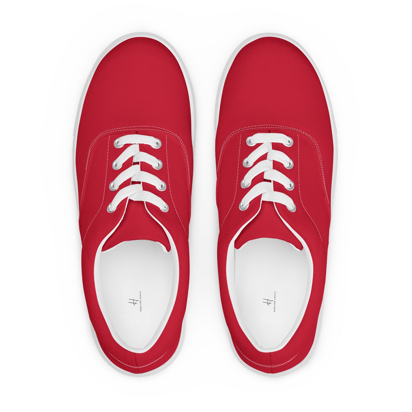 Men’s lace-up canvas shoes - Firebrick Red