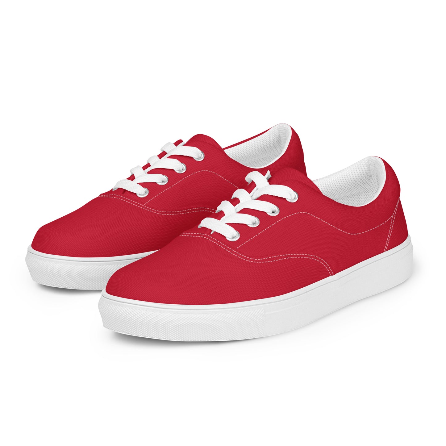 Men’s lace-up canvas shoes - Firebrick Red