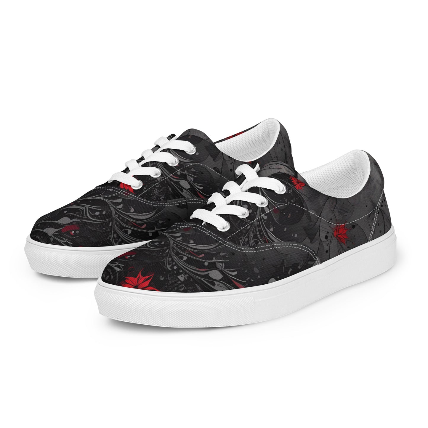 Men’s lace-up canvas shoes - Crimson Shadows