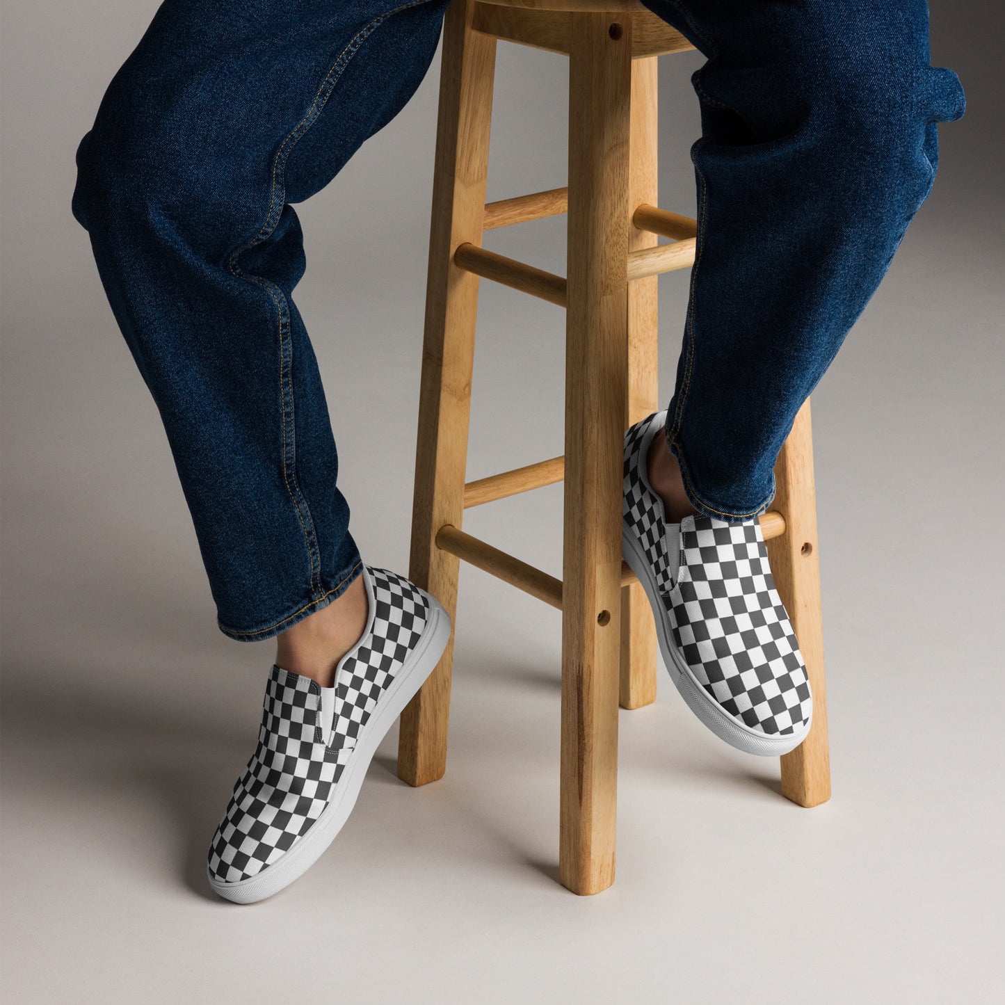 Men’s slip-on canvas shoes - Black & White Check