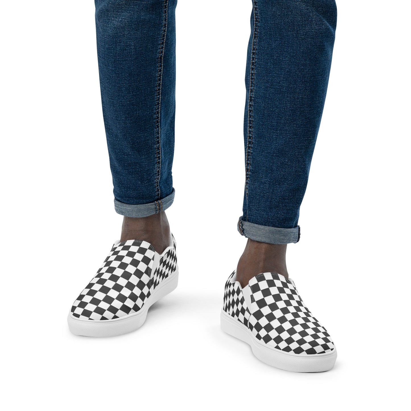 Men’s slip-on canvas shoes - Black & White Check