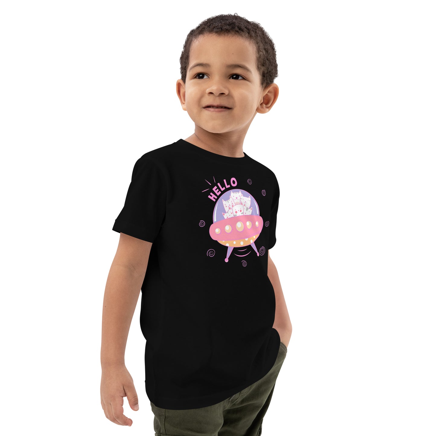 Organic cotton kids t-shirt - Space Cats