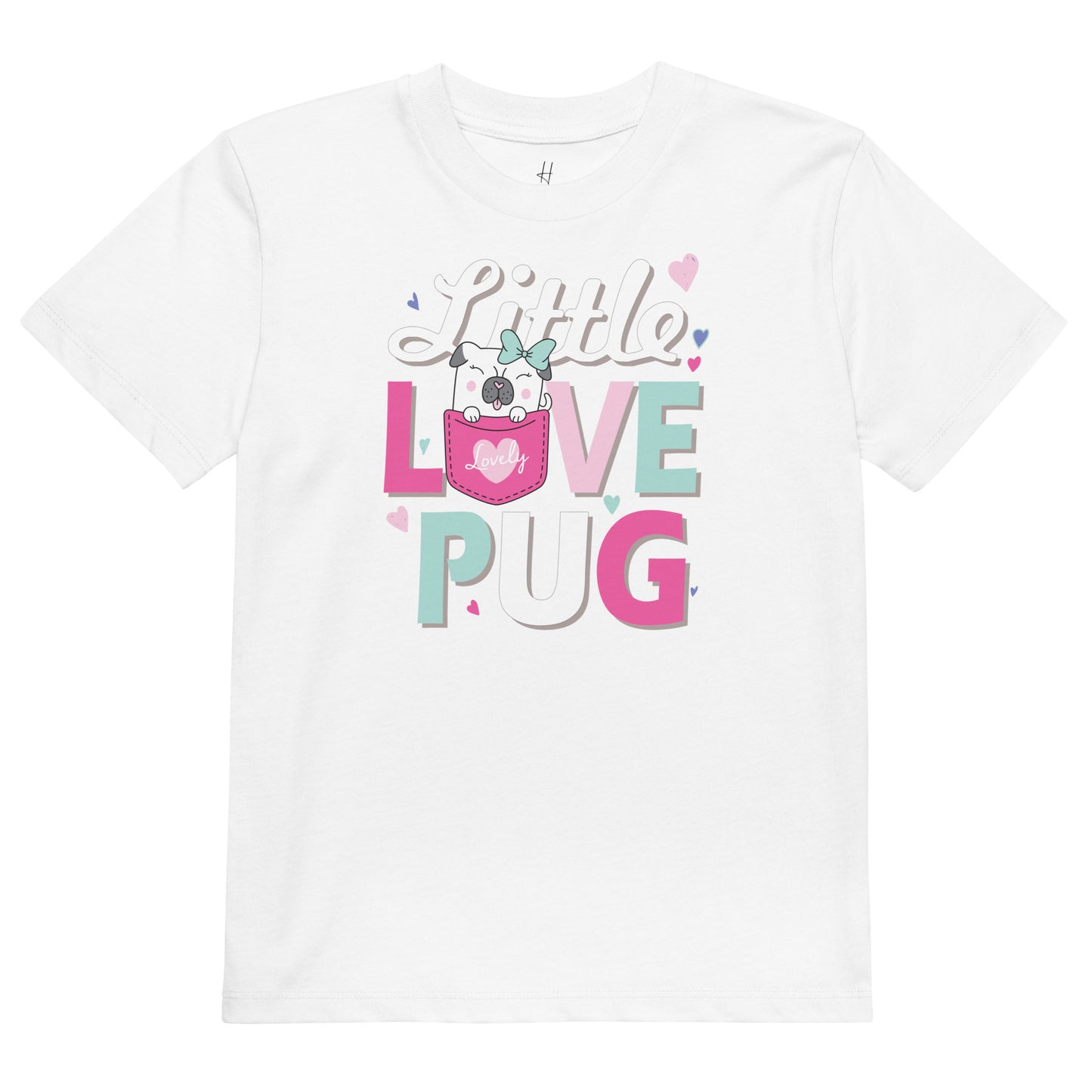 オーガニックコットン キッズTシャツ - リトルラブパグ