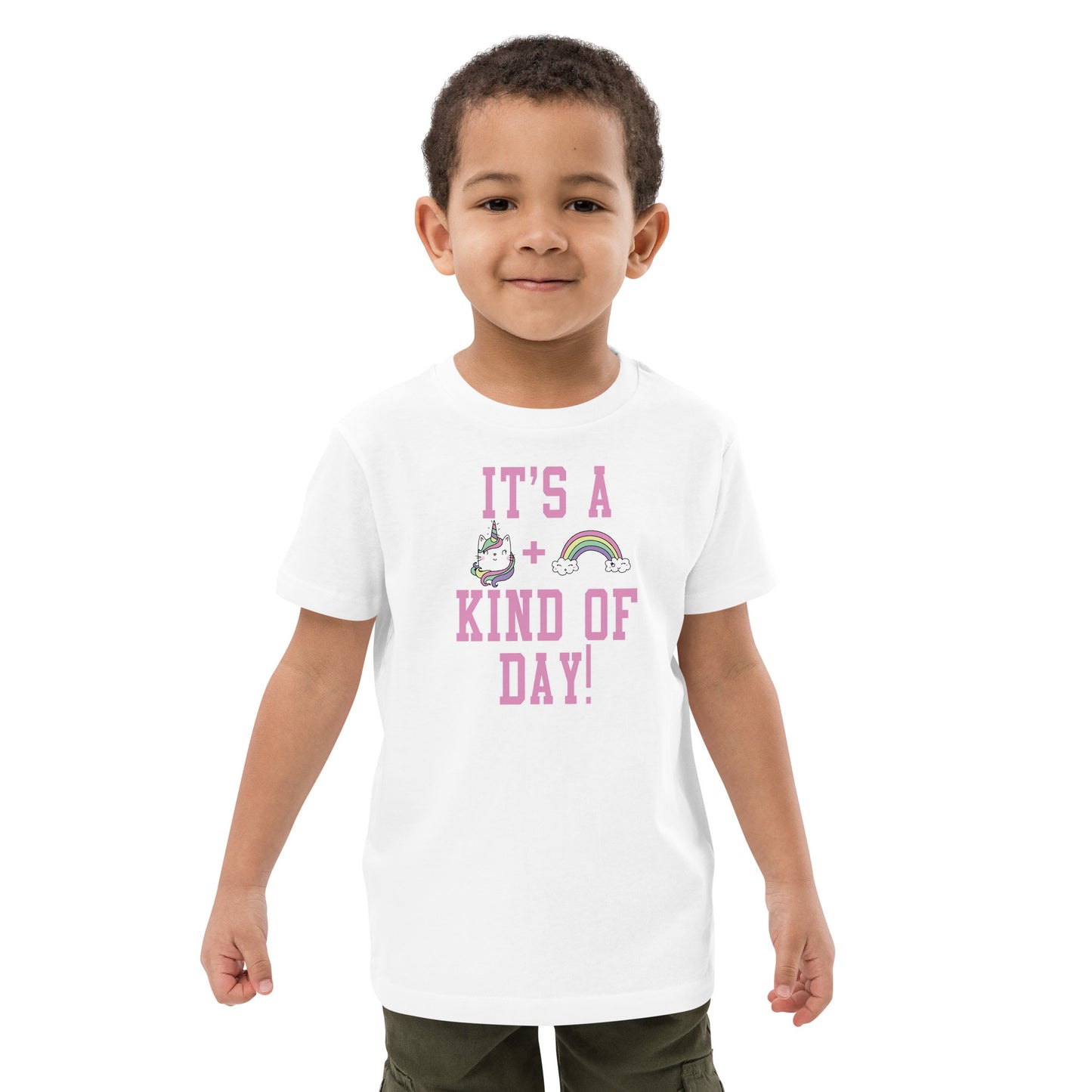 Organic cotton kids t-shirt - Unicorn Cats & Rainbows