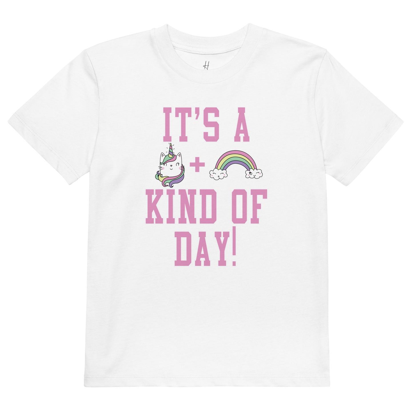 オーガニックコットン キッズTシャツ - ユニコーンキャッツ&レインボー