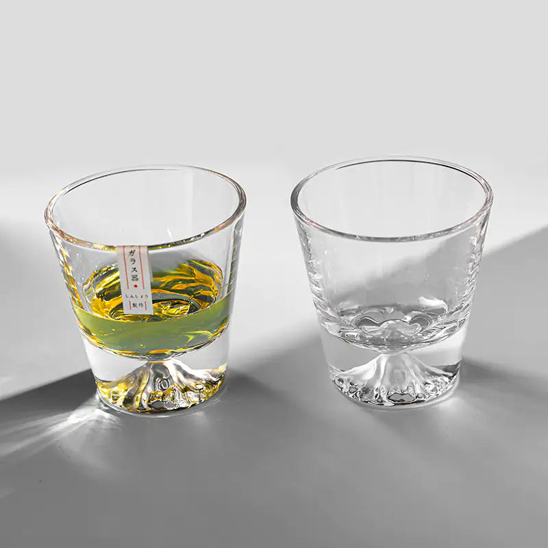 Authentic Japanese Mount Fuji Inspired Crystal Glasses, Set of 6