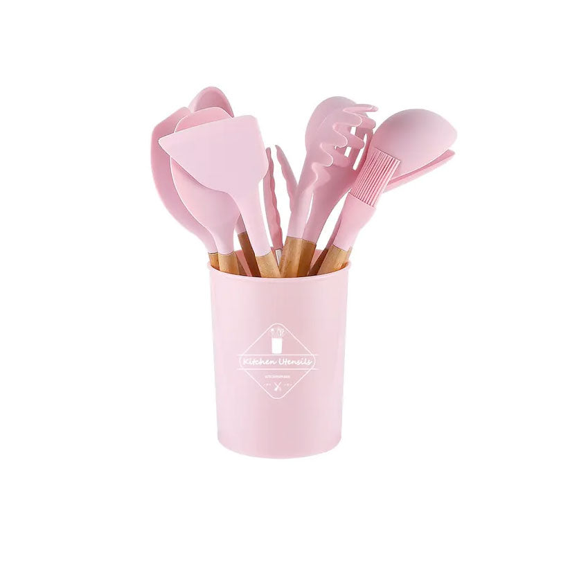 Gourmet 12-Piece Silicone & Wood Utensil Set