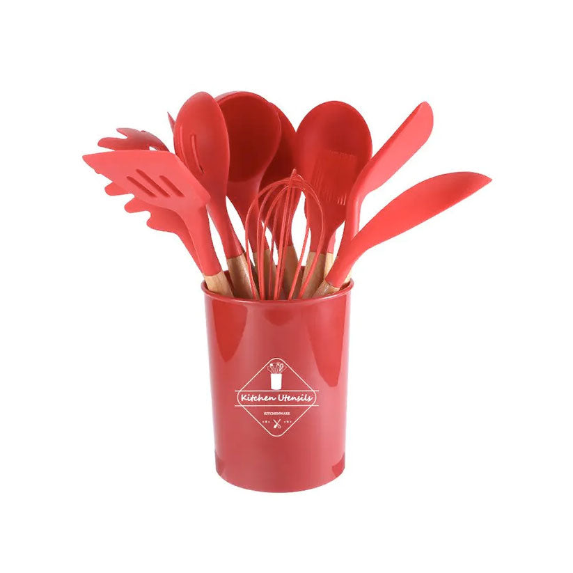 Gourmet 12-Piece Silicone & Wood Utensil Set