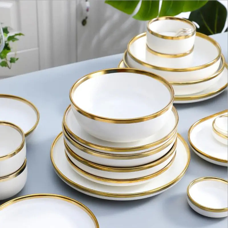 Elegant Gilt Rim Ceramic Dinnerware Set