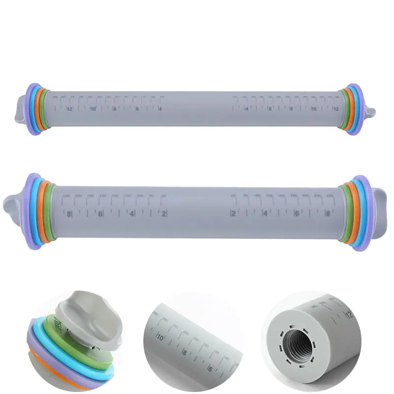PrecisionBake Adjustable Silicone Rolling Pin