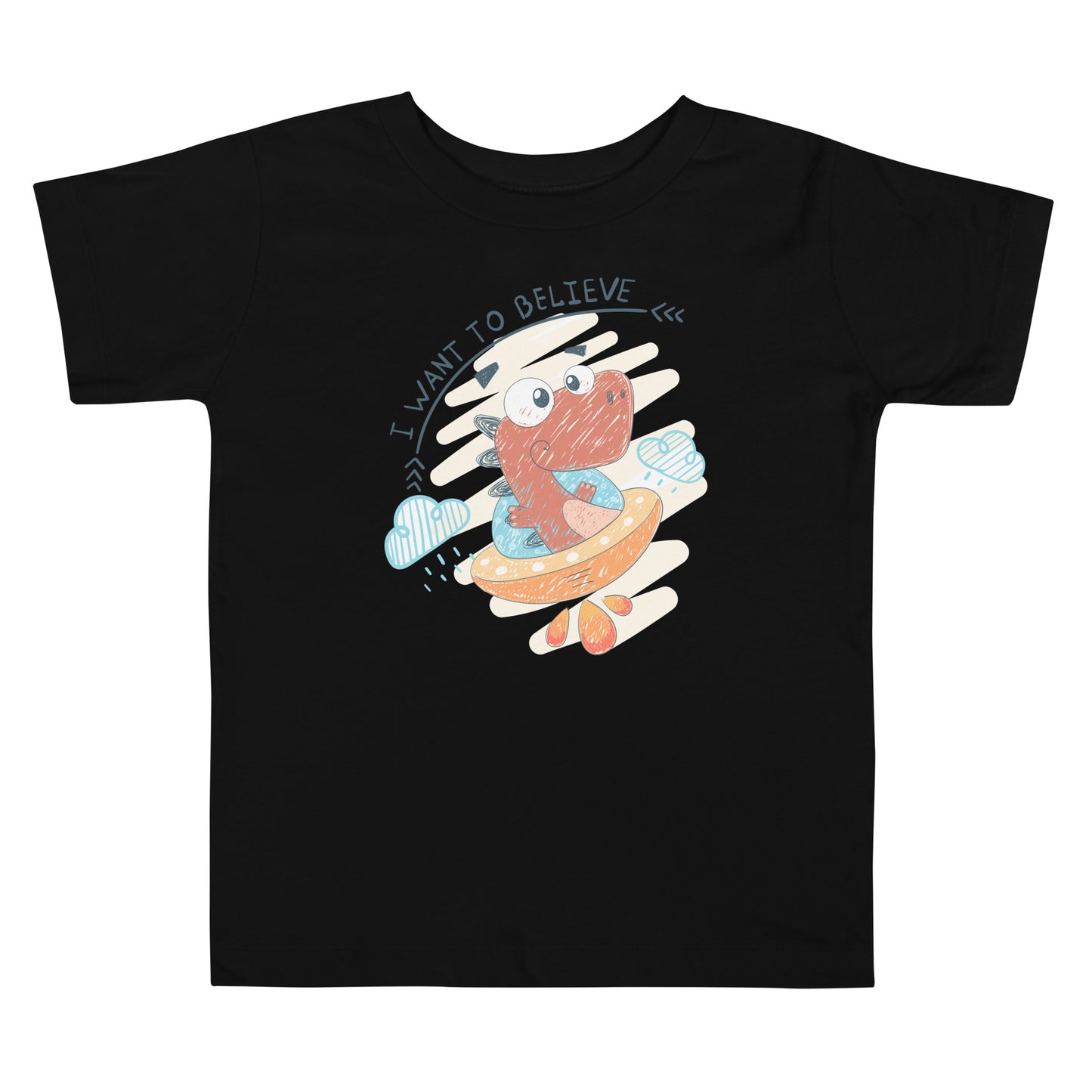 Toddler Short Sleeve Tee - Dino UFO Pilot