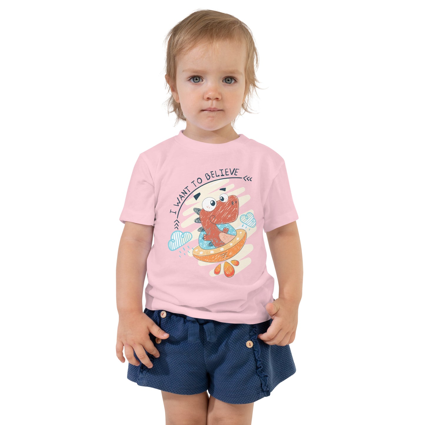 Toddler Short Sleeve Tee - Dino UFO Pilot
