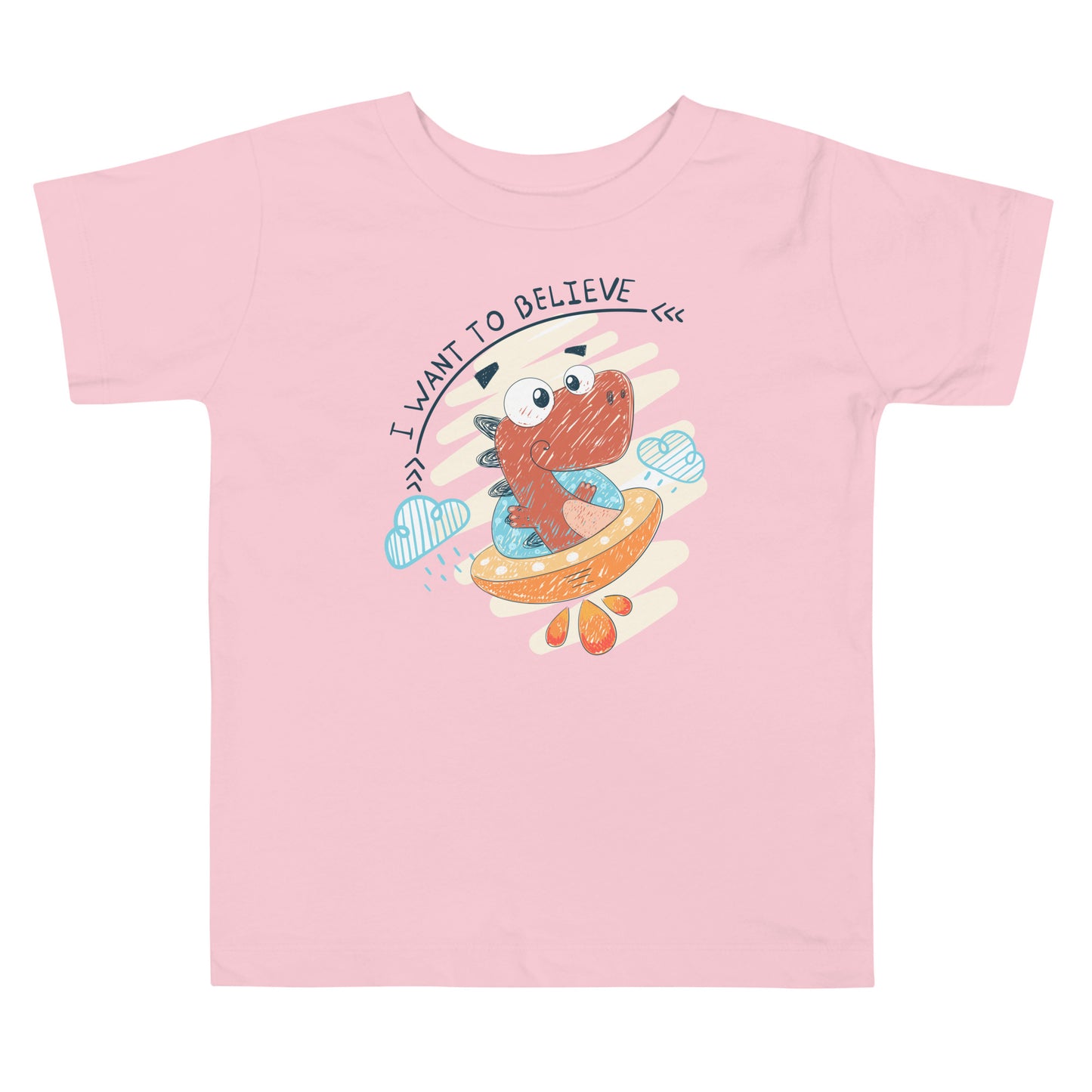 Toddler Short Sleeve Tee - Dino UFO Pilot