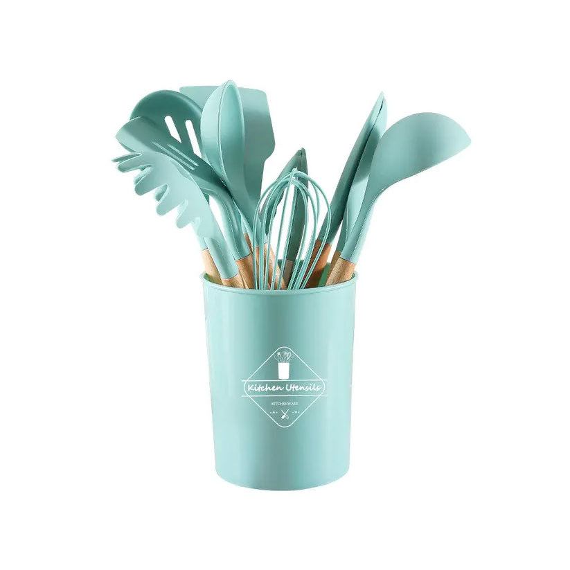 Gourmet 12-teiliges Küchenutensilienset aus Silikon und Holz