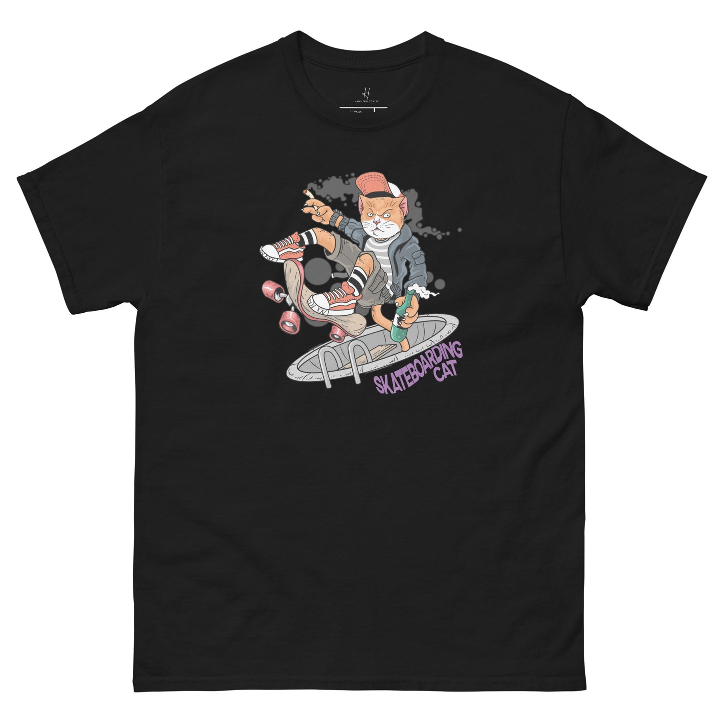 Everyday Comfort Classic Tee - Skateboarding Rebel Cat