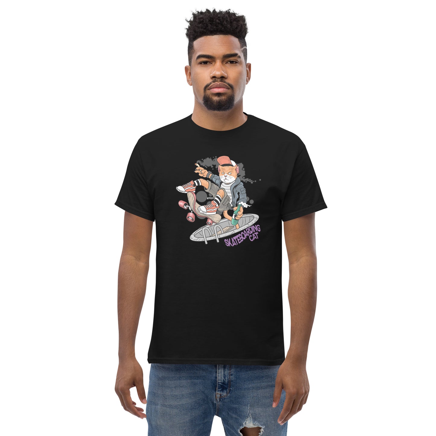 Everyday Comfort Classic Tee - Skateboarding Rebel Cat