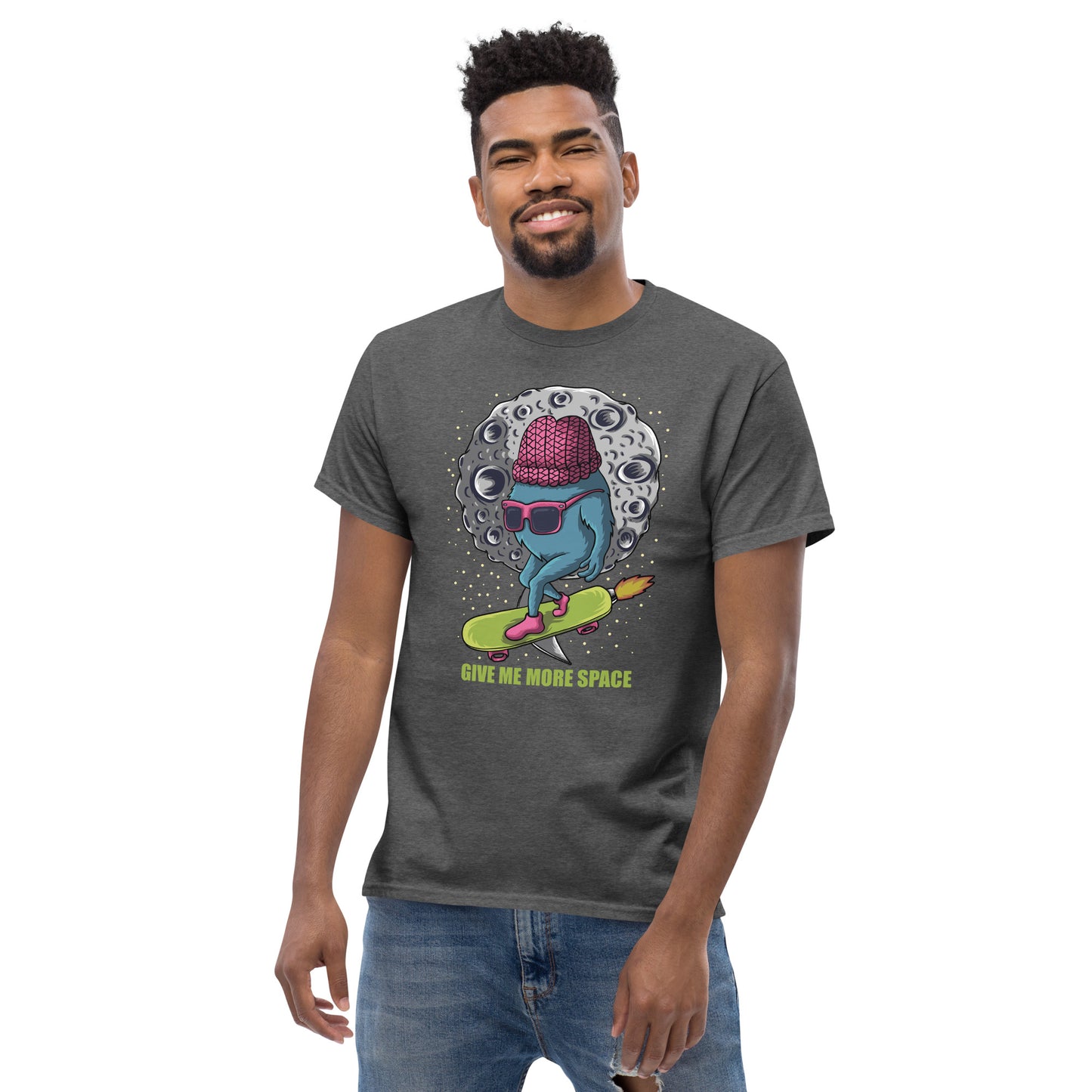 Everyday Comfort Classic Tee - Monster Skateboarding in Space