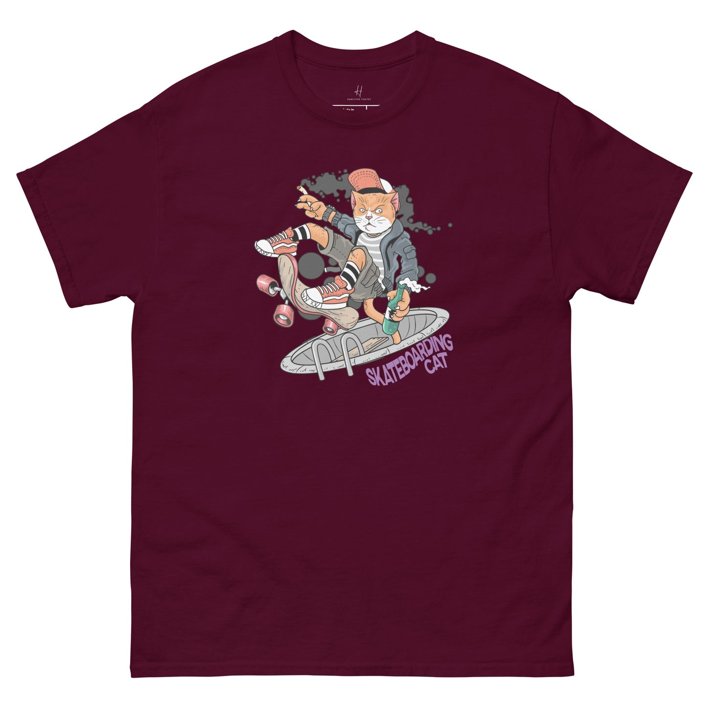 Everyday Comfort Classic Tee - Skateboarding Rebel Cat