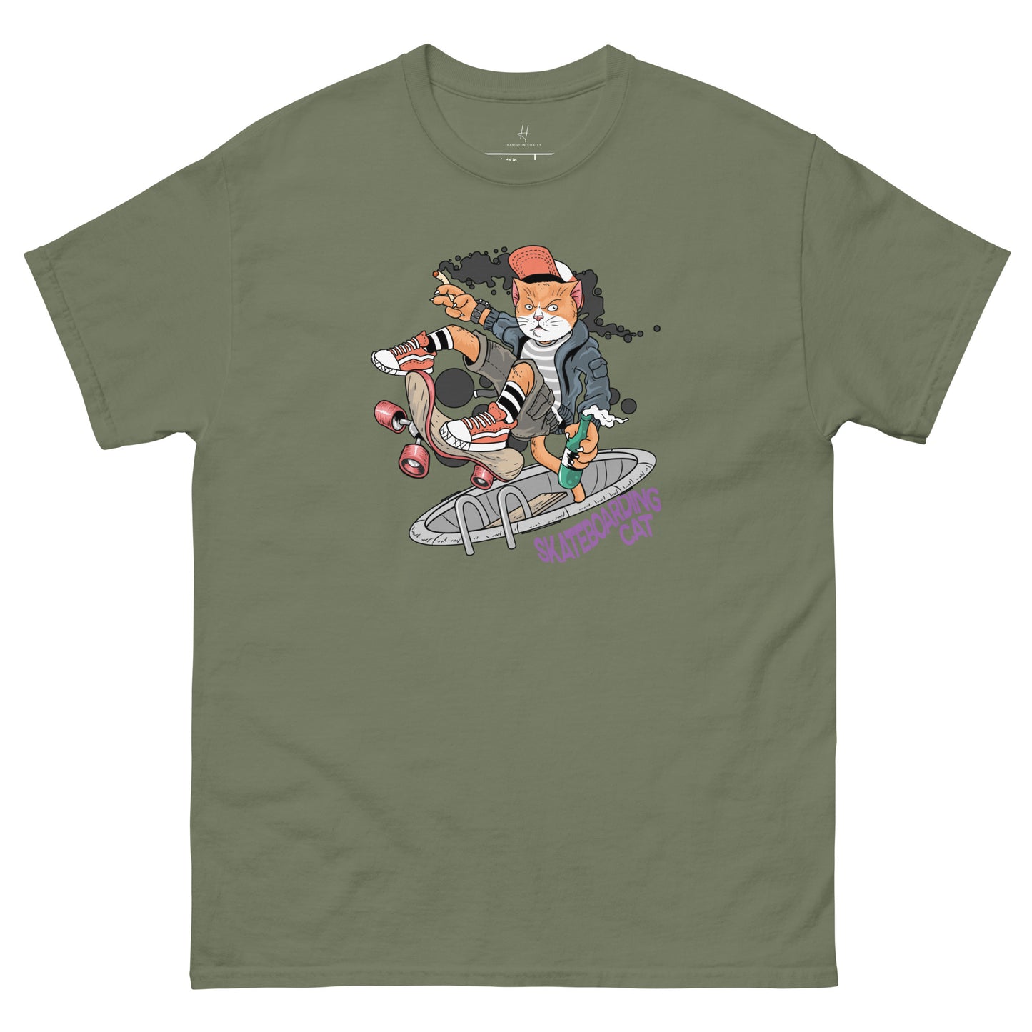 Everyday Comfort Classic Tee - Skateboarding Rebel Cat
